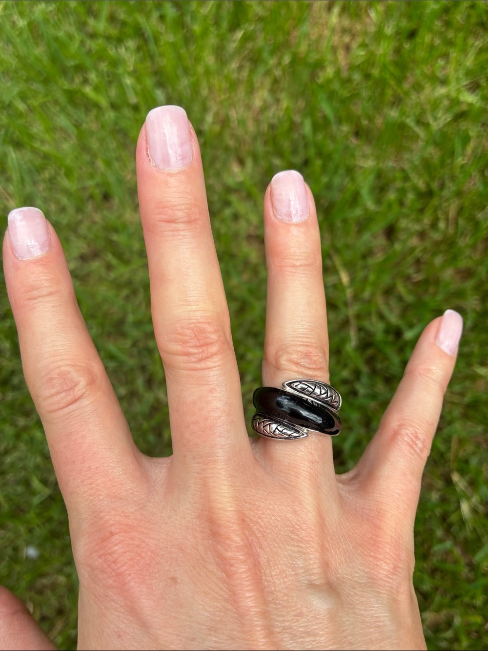 Black and Silver Swirl Women's Ring - Unbranded